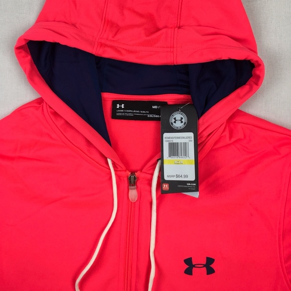 NWT UNDER ARMOUR COLDGEAR ZIP HOODIE CRIMSON BLUE - Picture 3 of 7